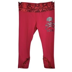 Lululemon X Soul Cycle Capri Leggings Athleisure Skull Women 6 Cherry Red Active